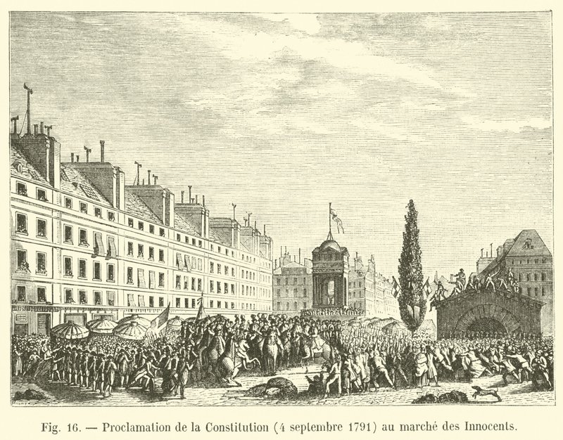 Forkynnelse av grunnloven, 4. september 1791, ved de uskyldiges mars av French School