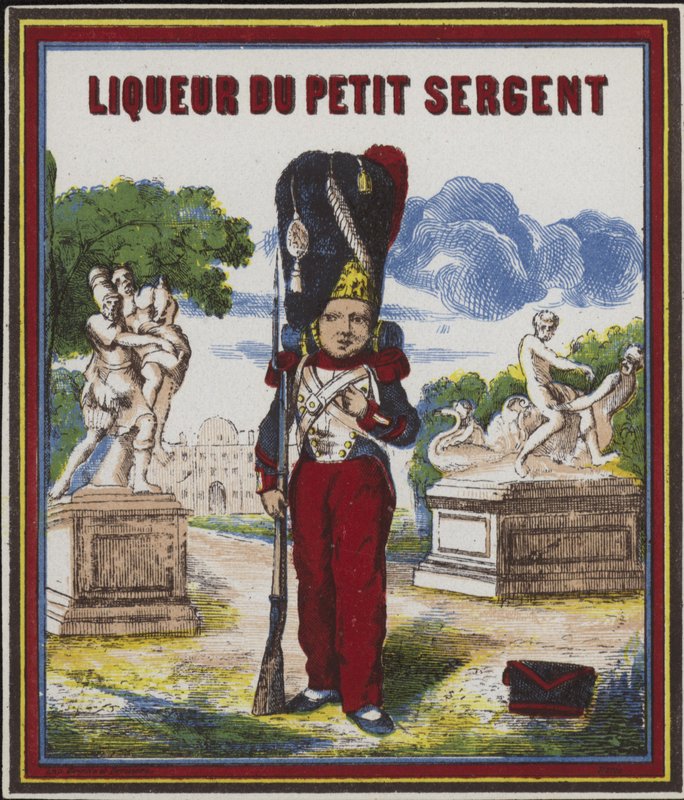 Produktetikett for Liqueur du Petit Sergent av French School
