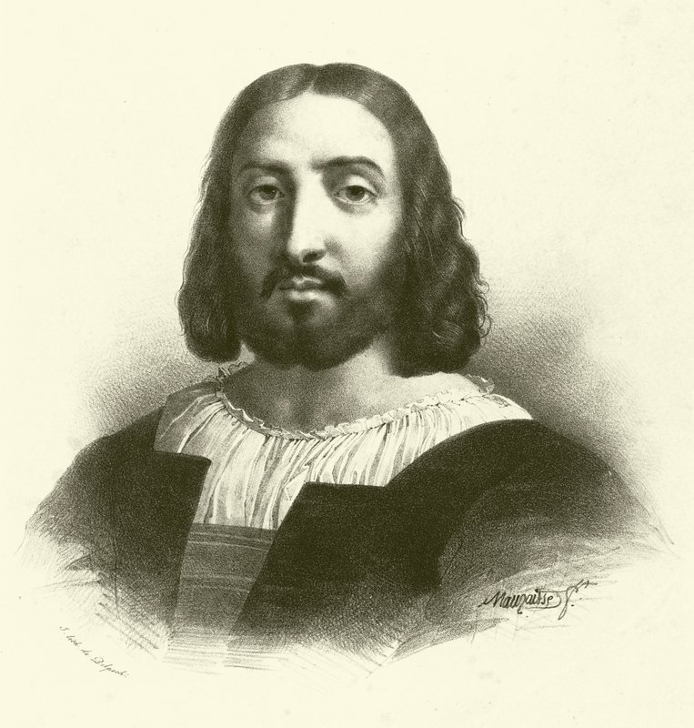 Raffaello Sanzio da Urbino, kjent som Raphael, portrett (gravering) av French School