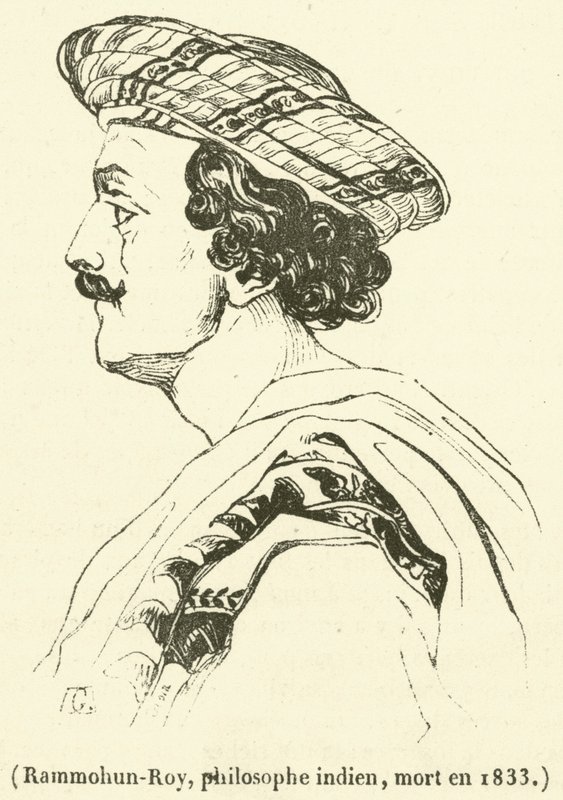 Rammohun-Roy, indisk filosof, døde i 1833 (gravering) av French School