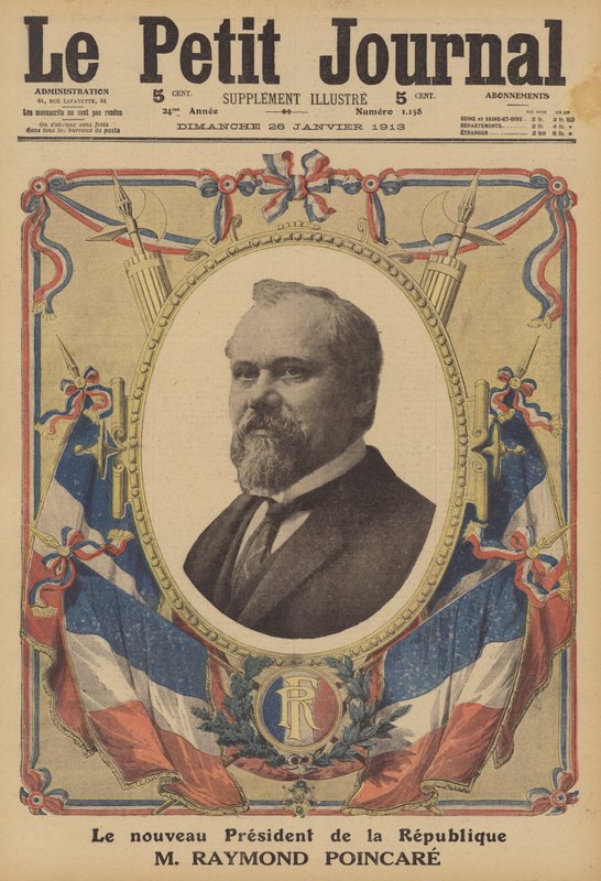 Raymond Poincare, ny president i den franske republikken (farge litho) av French School