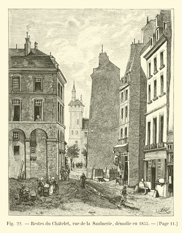 Rester av Chatelet, rue de la Saulnerie, revet i 1855 av French School