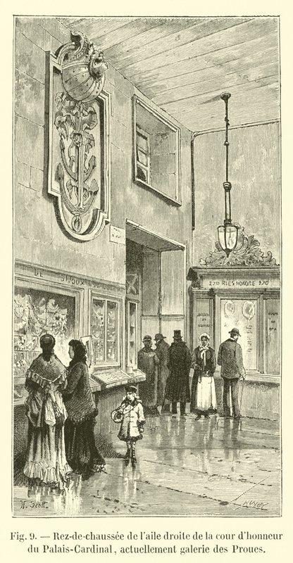 Første etasje i høyre fløy av hovedgårdsplassen til Palais-Cardinal, for tiden Proues-galleriet av French School