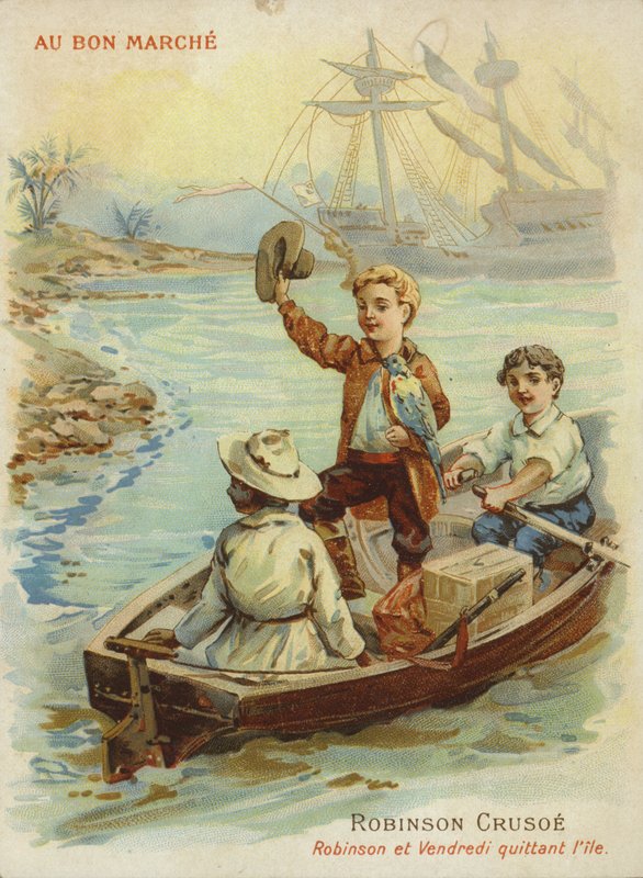 Robinson Crusoe i robåt av French School