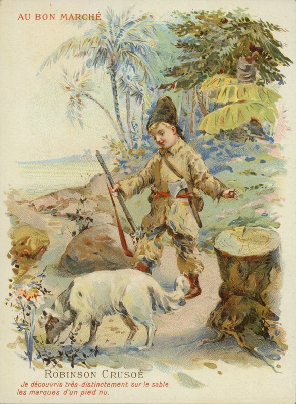 Robinson Crusoe med hund av French School