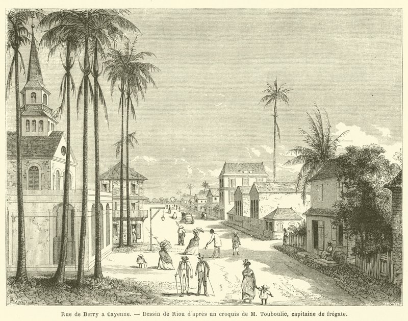 Rue de Berry i Cayenne (gravering) av French School