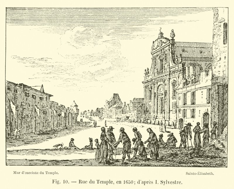 Rue du Temple, i 1650; etter I Sylvester av French School