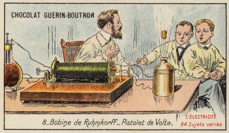 Ruhmkorff coil og Volta elektrisk pistol av French School