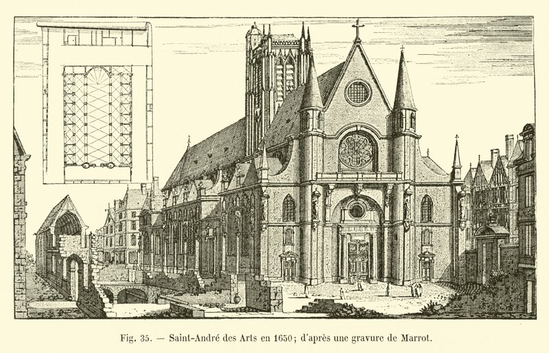 Saint-Andre des Arts i 1650; etter en gravering av Marrot av French School