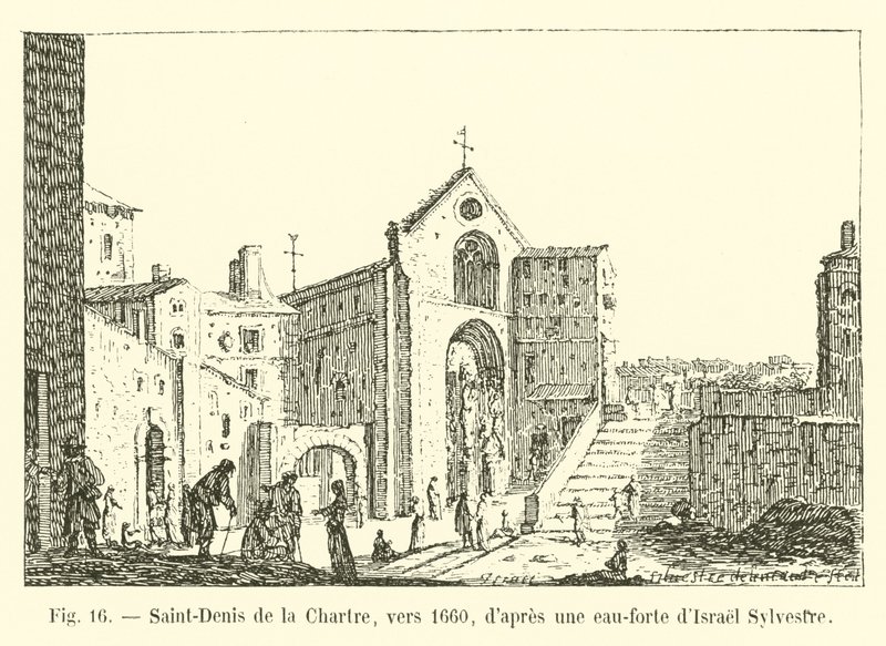 Saint-Denis de la Chartre, rundt 1660, etter en etsning av Israel Sylvestre av French School