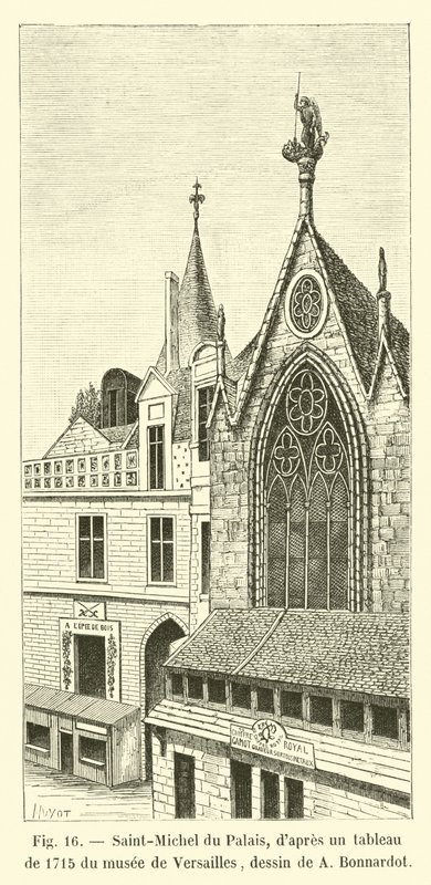 Saint-Michel du Palais, etter et maleri fra 1715 i Versailles-museet, tegning av A Bonnardot av French School