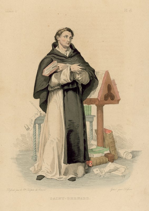 Saint Bernard (farget gravering) av French School