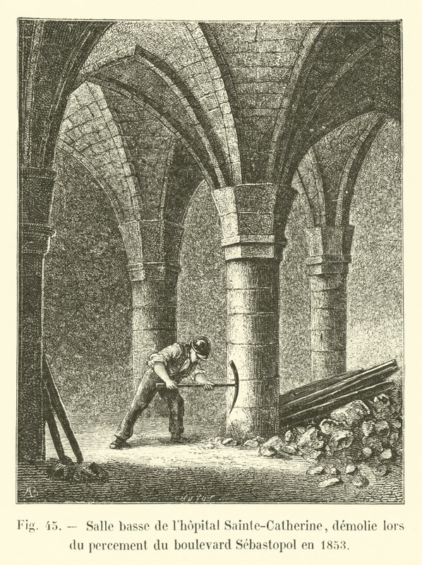 Nedre rom på Sainte-Catherine sykehus, revet under åpningen av boulevarden Sebastopol i 1853 av French School