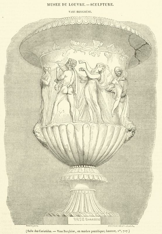 Hall of the Caryatids, Borghese Vase, i pentelisk marmor, høyde, Im, 717 (gravering) av French School