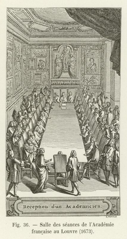 Sesjonsrom til det franske akademiet ved Louvre, 1673 av French School