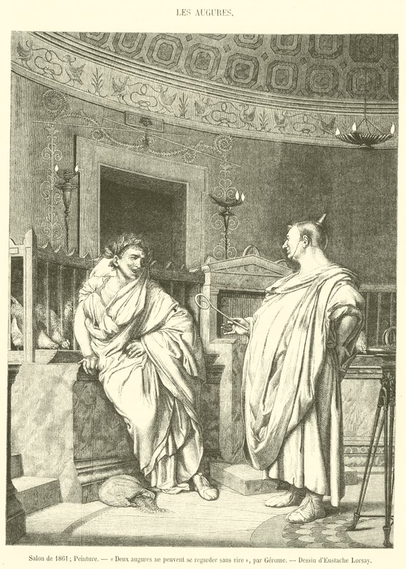 Salong fra 1861, Maleri, To augurer kan ikke se på hverandre uten å le (gravering) av French School