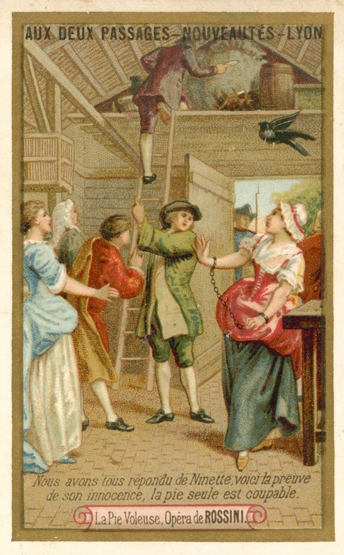 Scene fra la gazza ladra (The Thieving Magpie), opera av Gioachino Rossini av French School