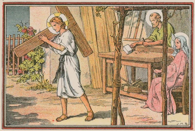 Scene fra Jesu liv (farget gravering) av French School