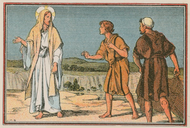 Scene fra Jesu liv (farget gravering) av French School