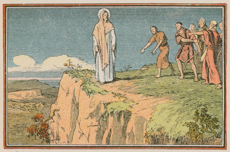Scene fra Jesu liv (farget gravering) av French School