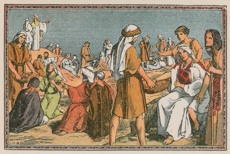 Scene fra Jesu liv (farget gravering) av French School