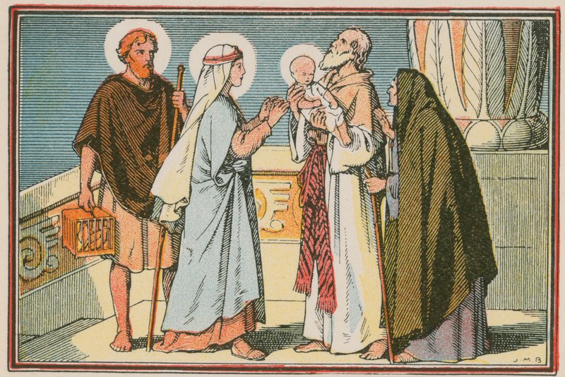 Scene fra Jesu liv (farget gravering) av French School