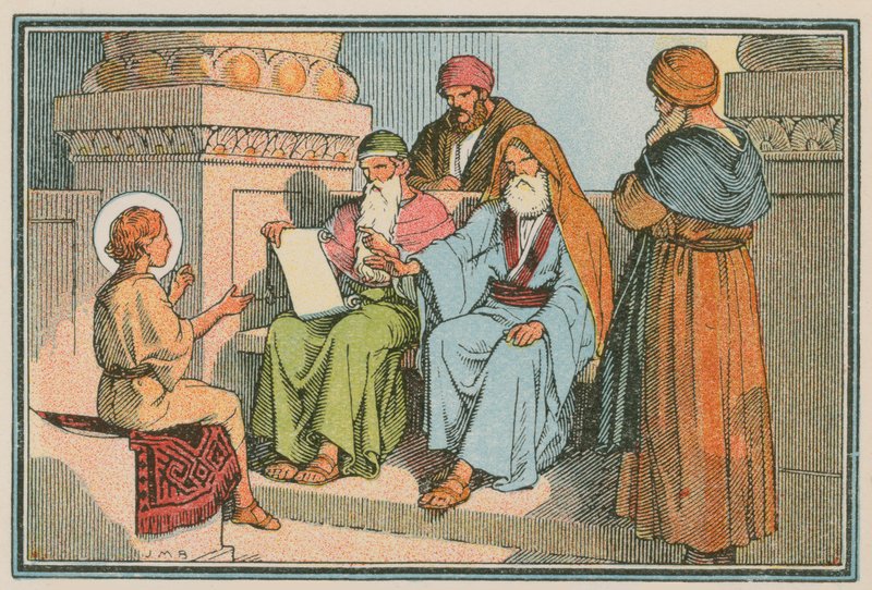 Scene fra Jesu liv (farget gravering) av French School