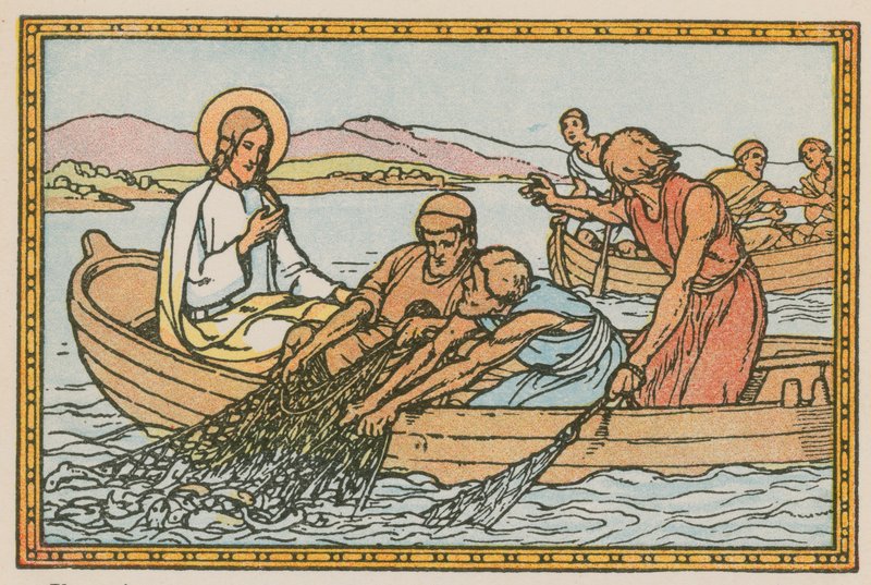 Scene fra Jesu liv (farget gravering) av French School