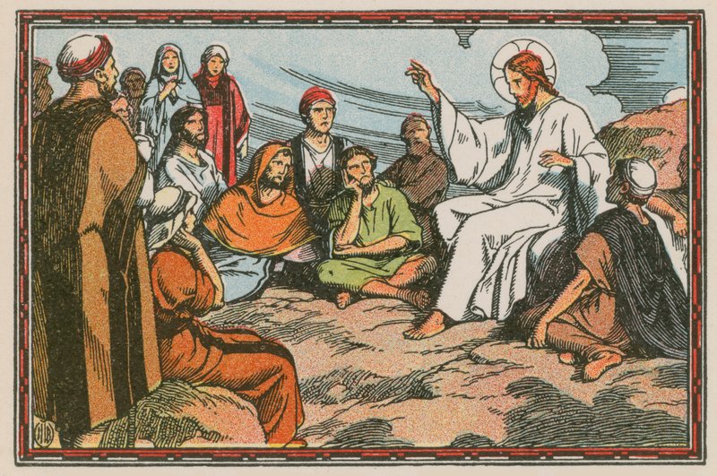 Scene fra Jesu liv (farget gravering) av French School