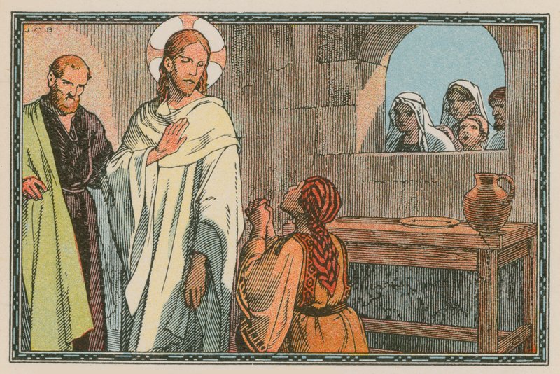 Scene fra Jesu liv (farget gravering) av French School