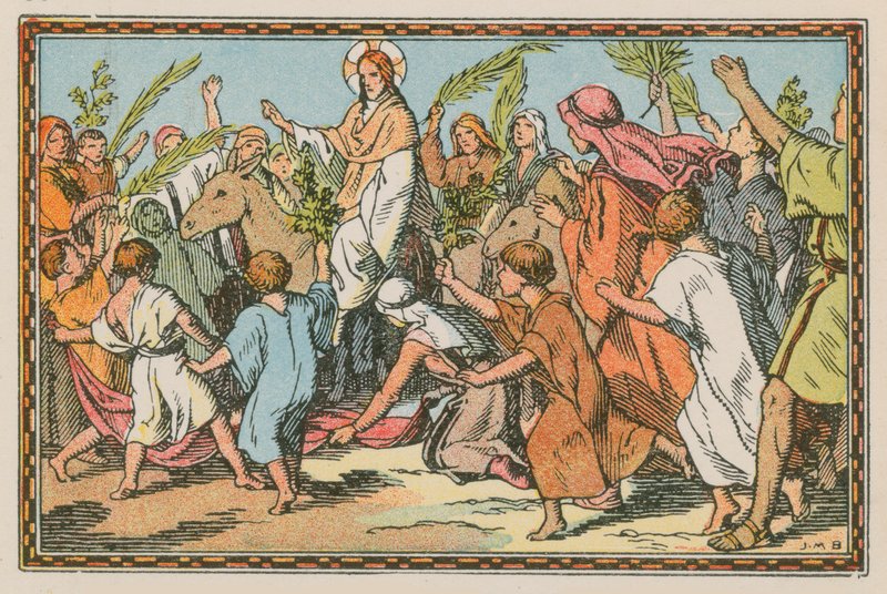 Scene fra Jesu liv (farget gravering) av French School