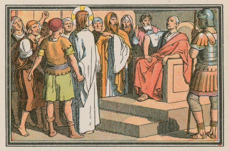 Scene fra Jesu liv (farget gravering) av French School