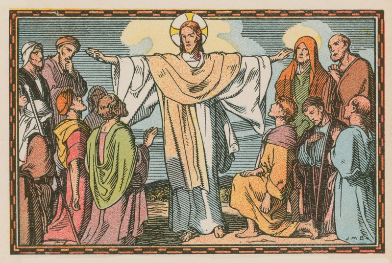 Scene fra Jesu liv (farget gravering) av French School
