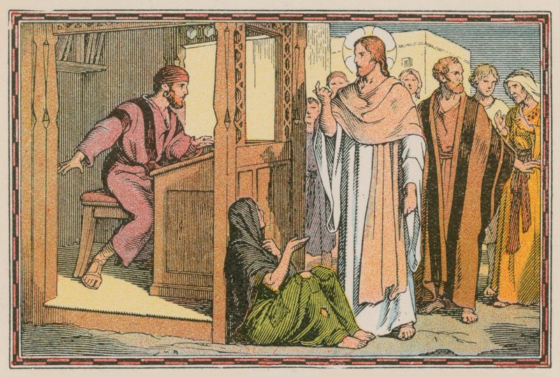 Scene fra Jesu liv (farget gravering) av French School