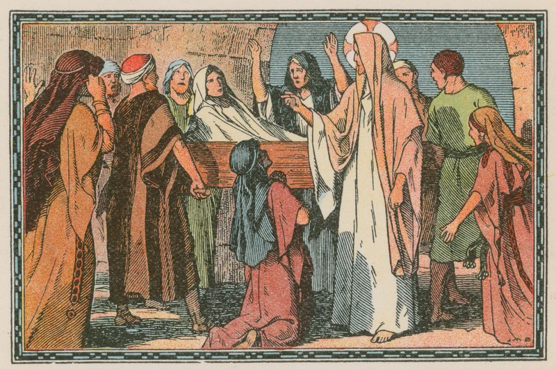 Scene fra Jesu liv (farget gravering) av French School