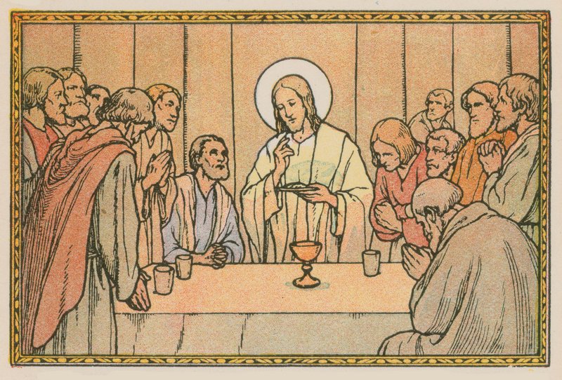Scene fra Jesu liv (farget gravering) av French School