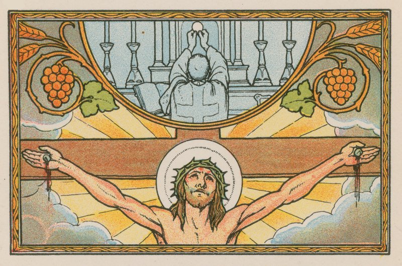 Scene fra Jesu liv (farget gravering) av French School