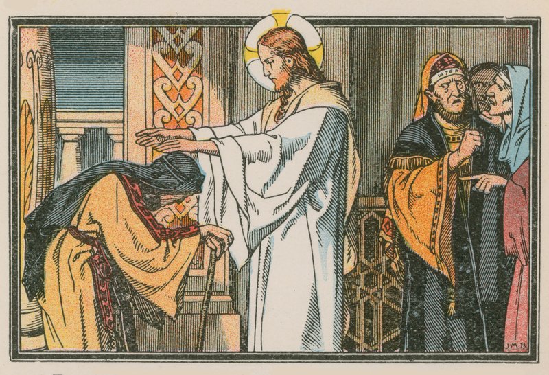 Scene fra Jesu liv (farget gravering) av French School