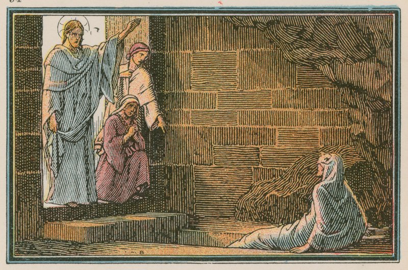 Scene fra Jesu liv (farget gravering) av French School