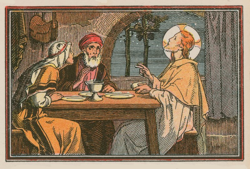 Scene fra Jesu liv (farget gravering) av French School