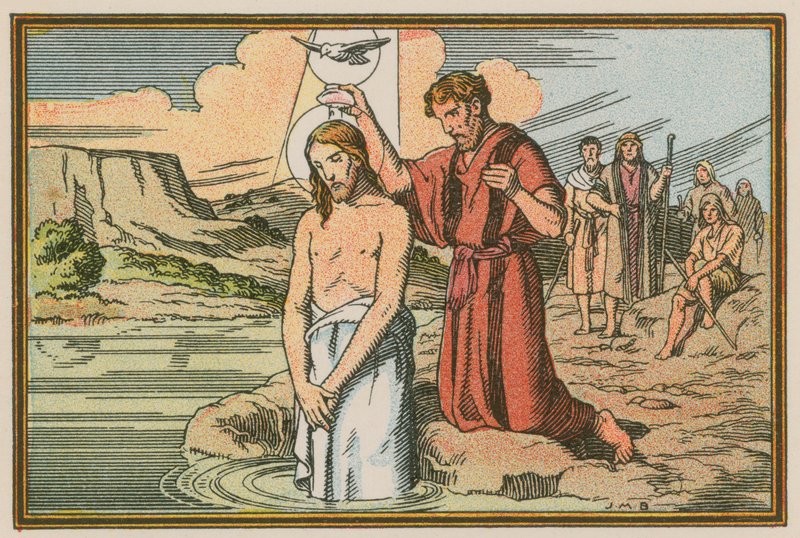 Scene fra Jesu liv (farget gravering) av French School
