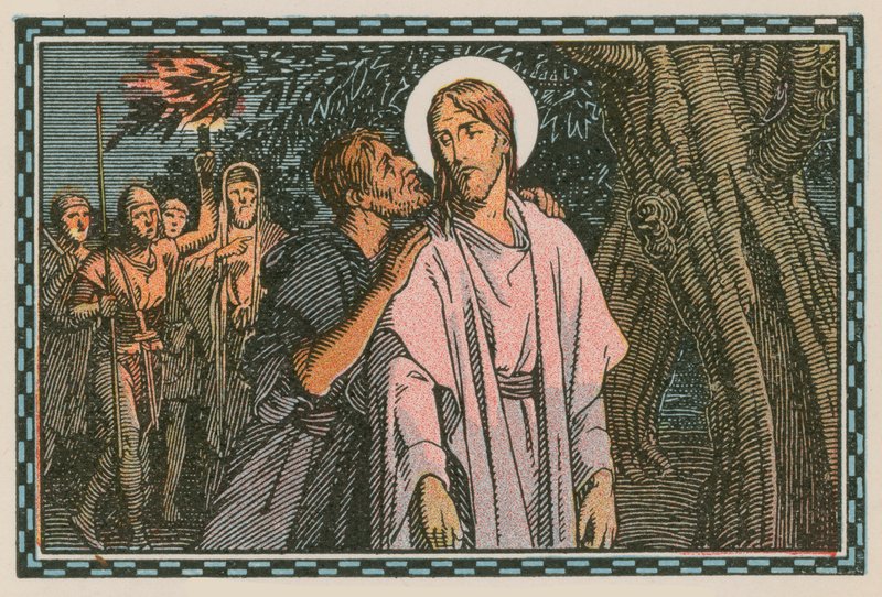 Scene fra Jesu liv (farget gravering) av French School