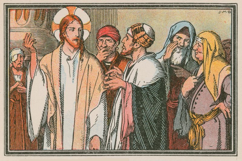 Scene fra Jesu liv (farget gravering) av French School