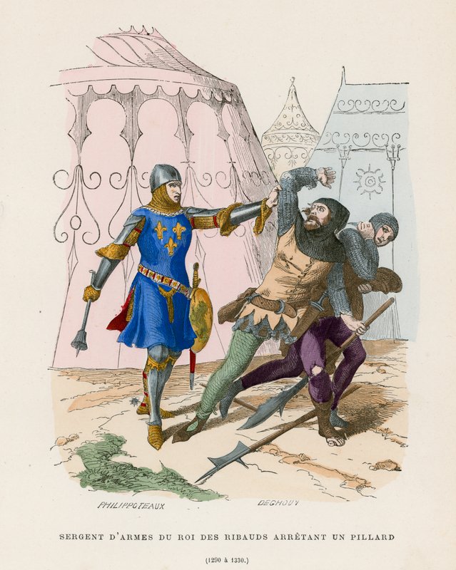 Sergeant of Arms arresterer en plyndrer, 1290-1330 av French School