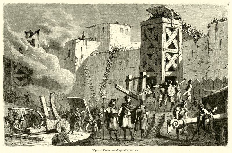 Siege de Jerusalem (gravering) av French School