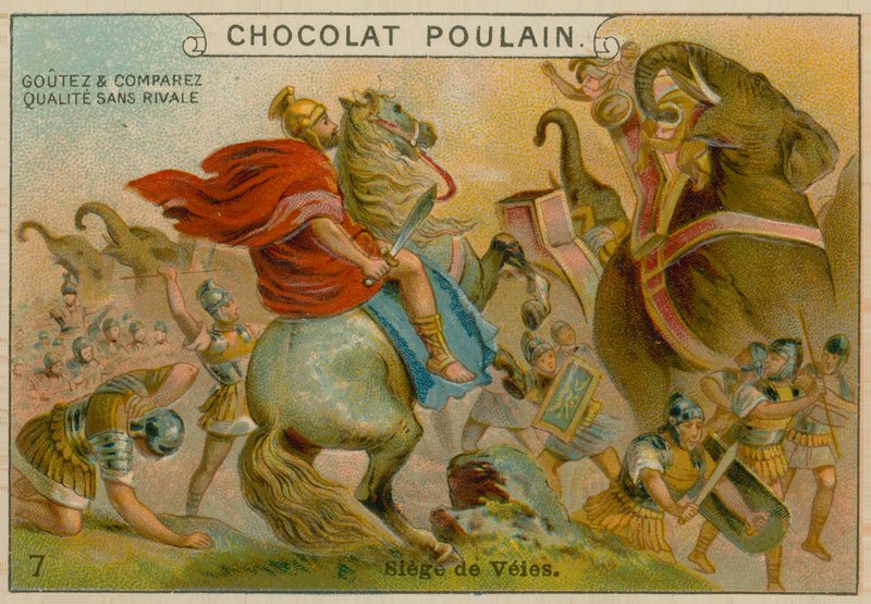 Beleiring av Veii, Chocolat Poulain handelskort av French School
