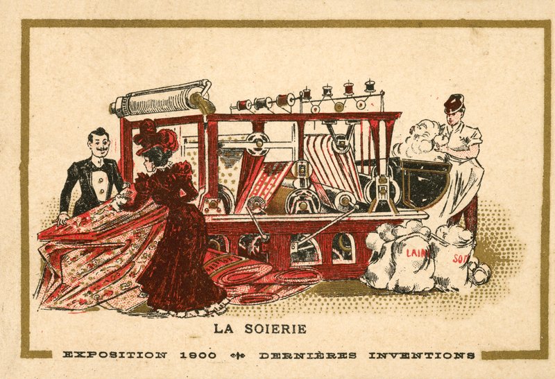 Silkefremstilling (chromolitho) av French School