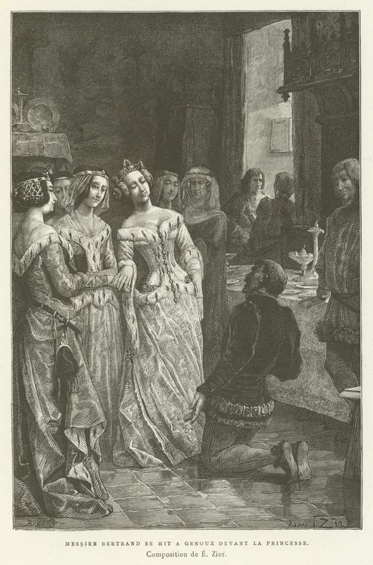 Sir Bertrand knelte foran prinsessen av French School
