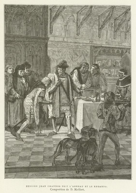 Sir John Chandos tok ringen og så på den av French School