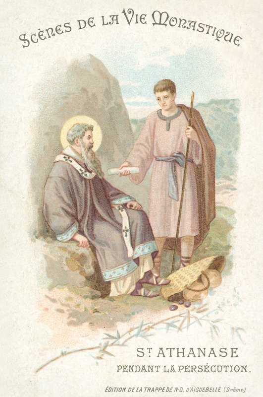 St Athanasius under forfølgelsen av kristne (chromolitho) av French School